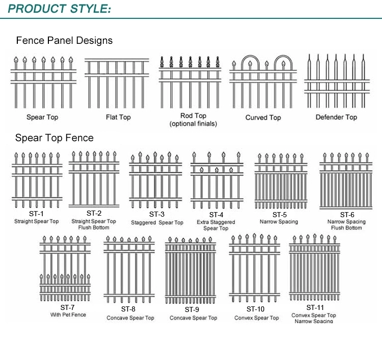 Metal Picket Fence Panel Steel Square Tube Fence Designs