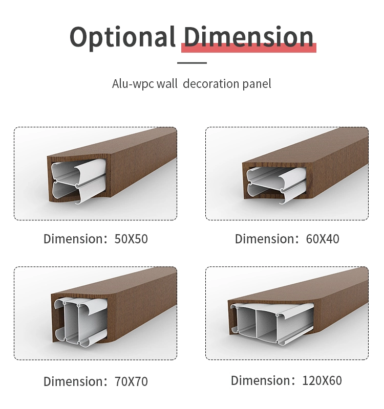 Sun Proof WPC Square Wood Plastic Composite Timber Tube for Garden