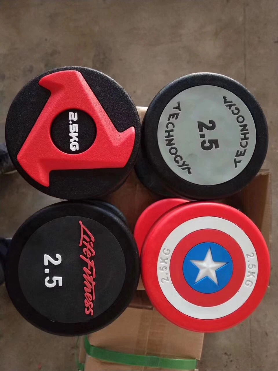  Equipos de gimnasia de hierro fundido de caucho de cabeza redonda Dumbell