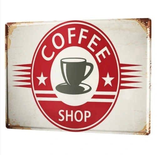 Cafetera decoraci&#243;n Tama&#241;o personalizado signo de metal redondo