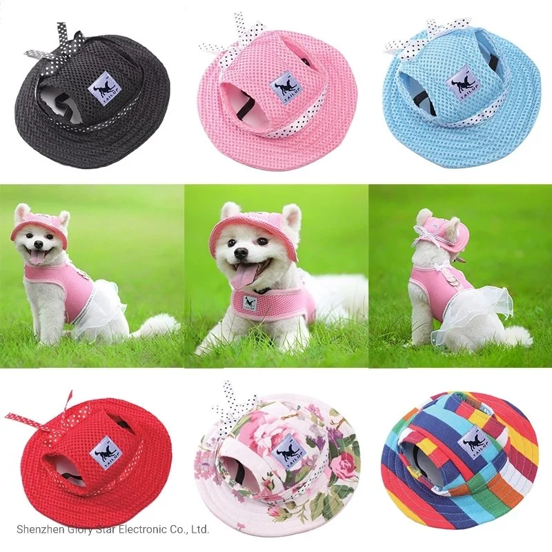  Los agujeros de la oreja de perro mascota Hat ala Redonda tapa sol