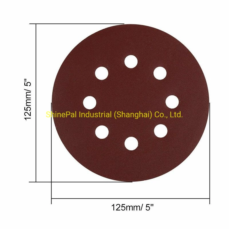 125mm redonda de color rojo marr&#243;n papel de lija abrasiva para el alquiler de pulido con agujeros