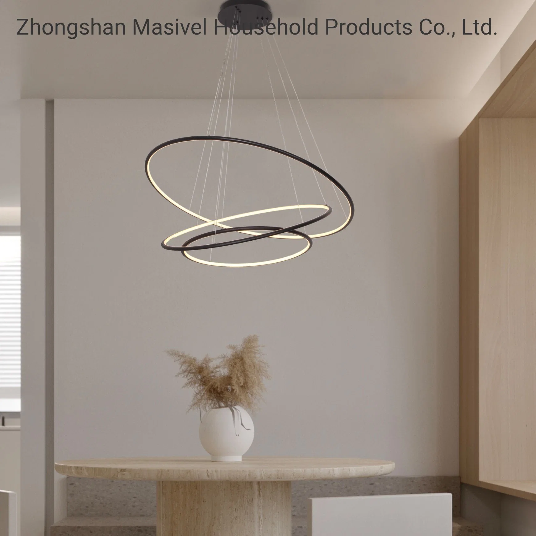  Iluminaci&#243;n Masivel moderna circular met&#225;lica para interiores LED Chandelier Light