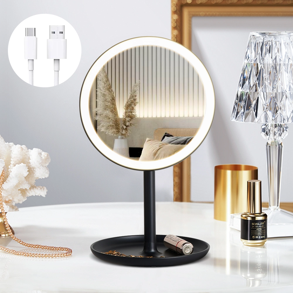  Greenfrom inal&#225;mbrico de 8 pulgadas LED de forma redonda de espejo de mesa