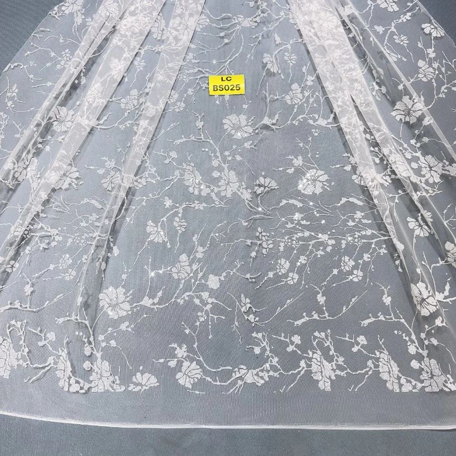  Tela suave de malla brillante Tulle nupcial brillante brillante blanco brillante brillante Tela Tulle