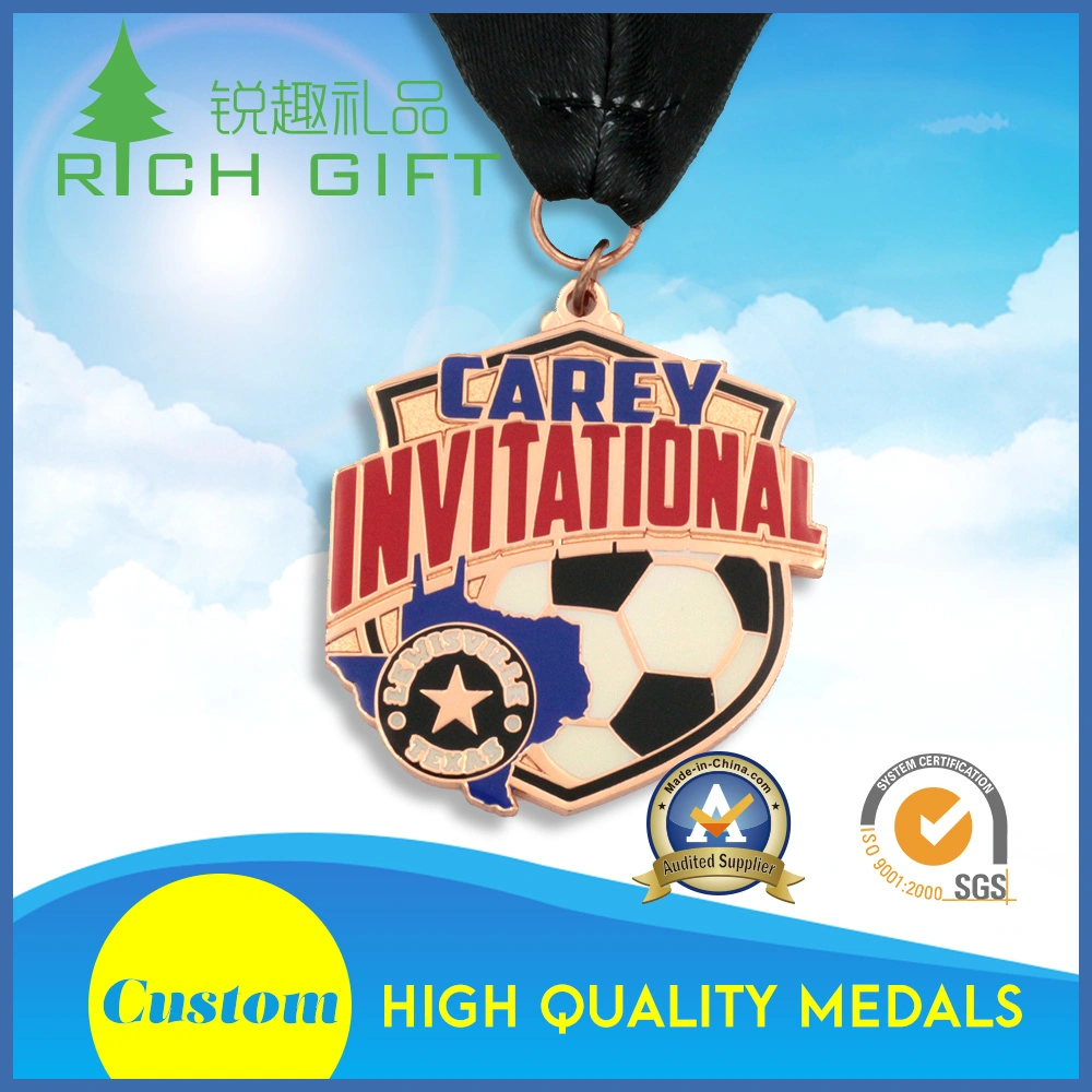  Personalizados souvenirs forma redonda de metal con cinta de la medalla de f&#250;tbol