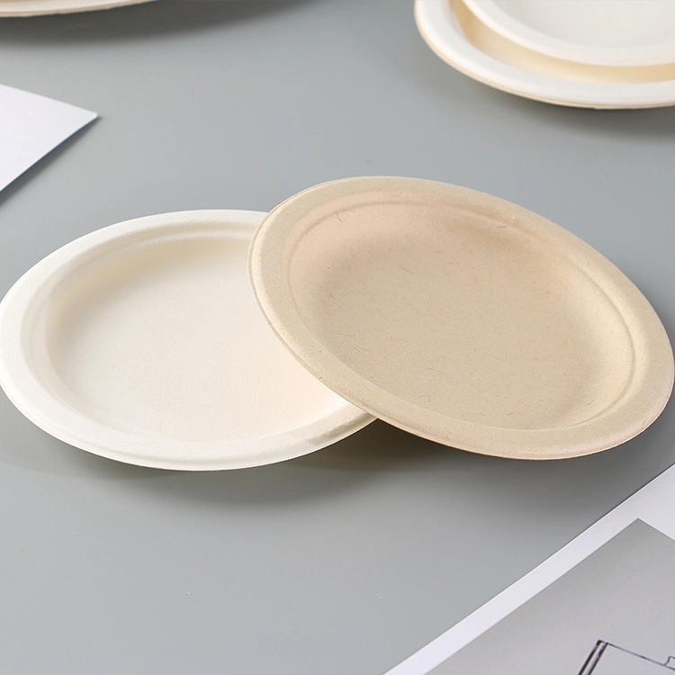  9 Pulgadas Compostable biodegradables de bagazo de ca&#241;a de az&#250;car de vajilla desechable papel placa redonda