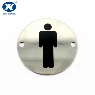 Cartello porta toilette in acciaio inox circolare ad angolo pubblico per disabili Piastra ai fosfori