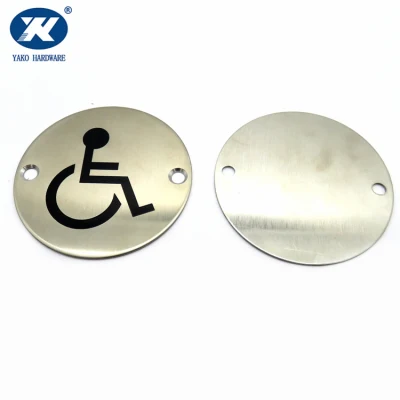 Cartello porta toilette in acciaio inox circolare ad angolo pubblico per disabili Piastra ai fosfori