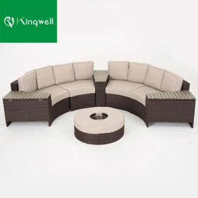 Foshan Commercio all&prime;ingrosso Mobili esterni patio semi-circolare Rattan Set divano Ottomano Con qualità garantita
