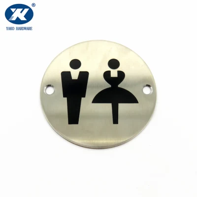 Cartello porta toilette in acciaio inox circolare ad angolo pubblico per disabili Piastra ai fosfori