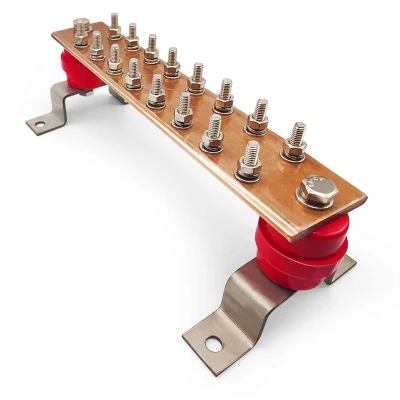 Kit barra di messa a terra montata a parete-barra di collegamento in rame 7.88&quot;X2.36&quot;X. 157&quot; con posizioni terminali da 1/4&quot; e piedini isolanti per barra di distribuzione in materiale UL