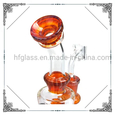 Vendita all&prime;ingrosso Hookah Glass Factory olio d&prime;ambra DAB Rigs al quarzo 14,4mm giunto Recycler Bubbler 7 pollici vetro fumo acqua tubo