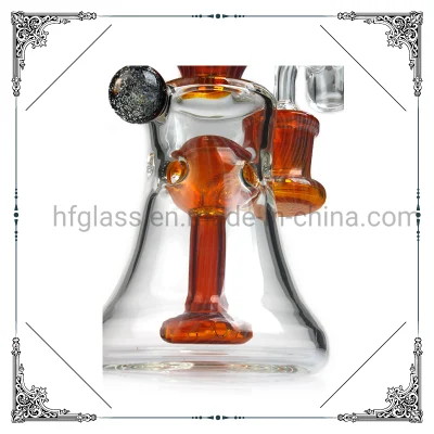 Vendita all&prime;ingrosso Hookah Glass Factory olio d&prime;ambra DAB Rigs al quarzo 14,4mm giunto Recycler Bubbler 7 pollici vetro fumo acqua tubo