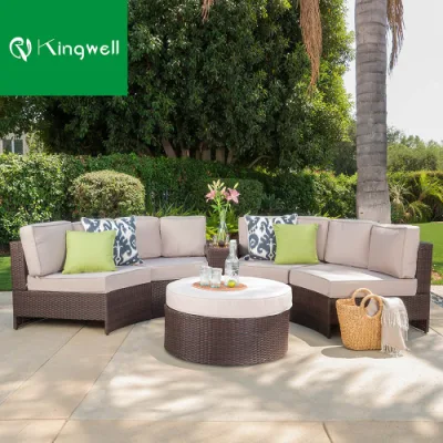 Foshan Commercio all&prime;ingrosso Mobili esterni patio semi-circolare Rattan Set divano Ottomano Con qualità garantita