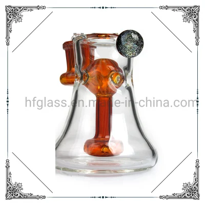 Vendita all&prime;ingrosso Hookah Glass Factory olio d&prime;ambra DAB Rigs al quarzo 14,4mm giunto Recycler Bubbler 7 pollici vetro fumo acqua tubo