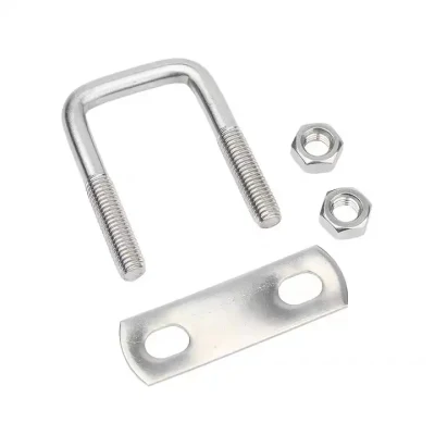 Bracciale per bulloni a U in acciaio inox DIN3570 con piastra di montaggio esagonale Dado