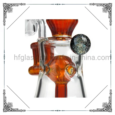 Vendita all&prime;ingrosso Hookah Glass Factory olio d&prime;ambra DAB Rigs al quarzo 14,4mm giunto Recycler Bubbler 7 pollici vetro fumo acqua tubo