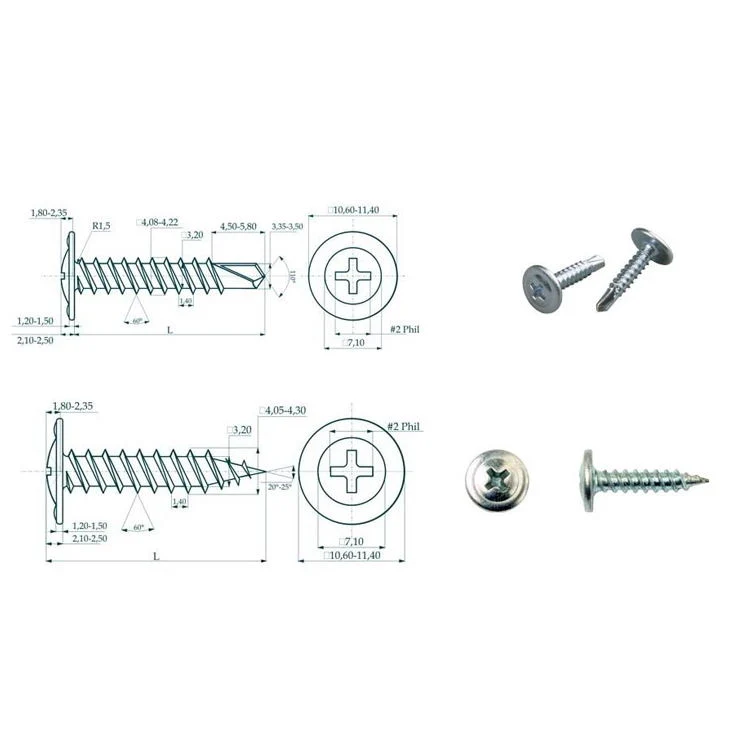 Carbon Steel Zinc Plated Philips Wafer Head Self Drilling Screw Truss Head Screw