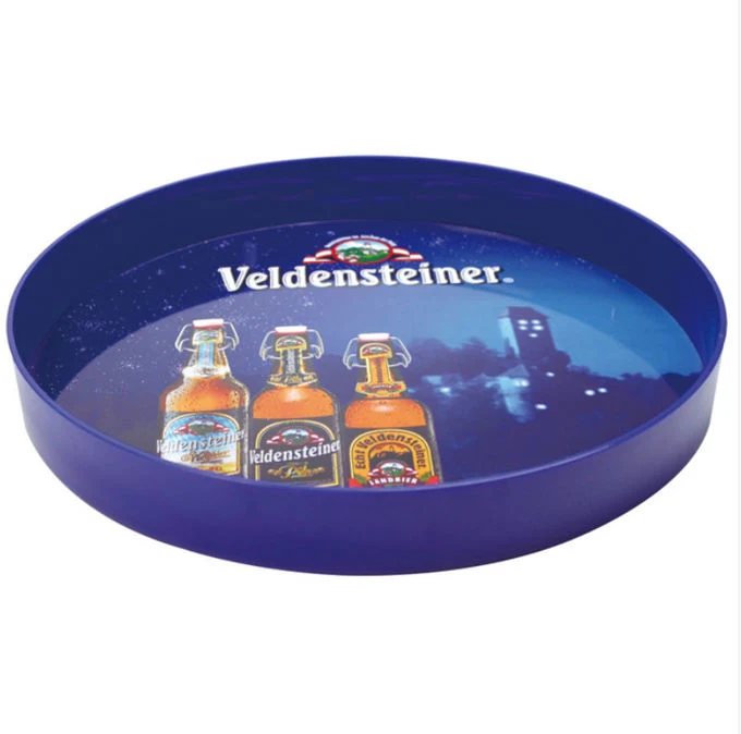 Plastic Round Anti Slip Bar Serving Tray with Printing Logo