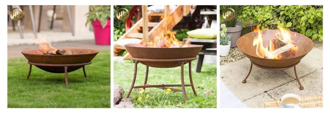 Very Cheaper Garden Rusty Metal Round Custom Dimensions Wood Barbecue Fire Pit