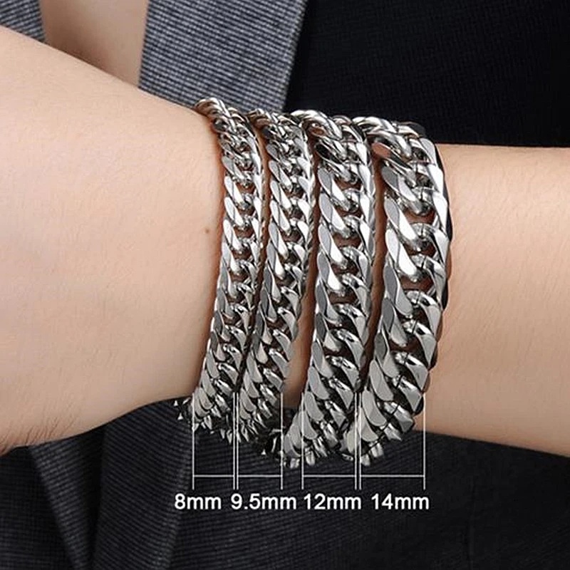 Stainless Steel Jewelry Flat Cuban Chain Bracelet