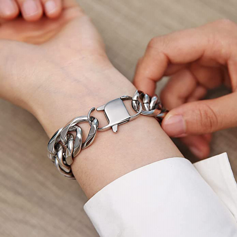 Stainless Steel Jewelry Flat Cuban Chain Bracelet