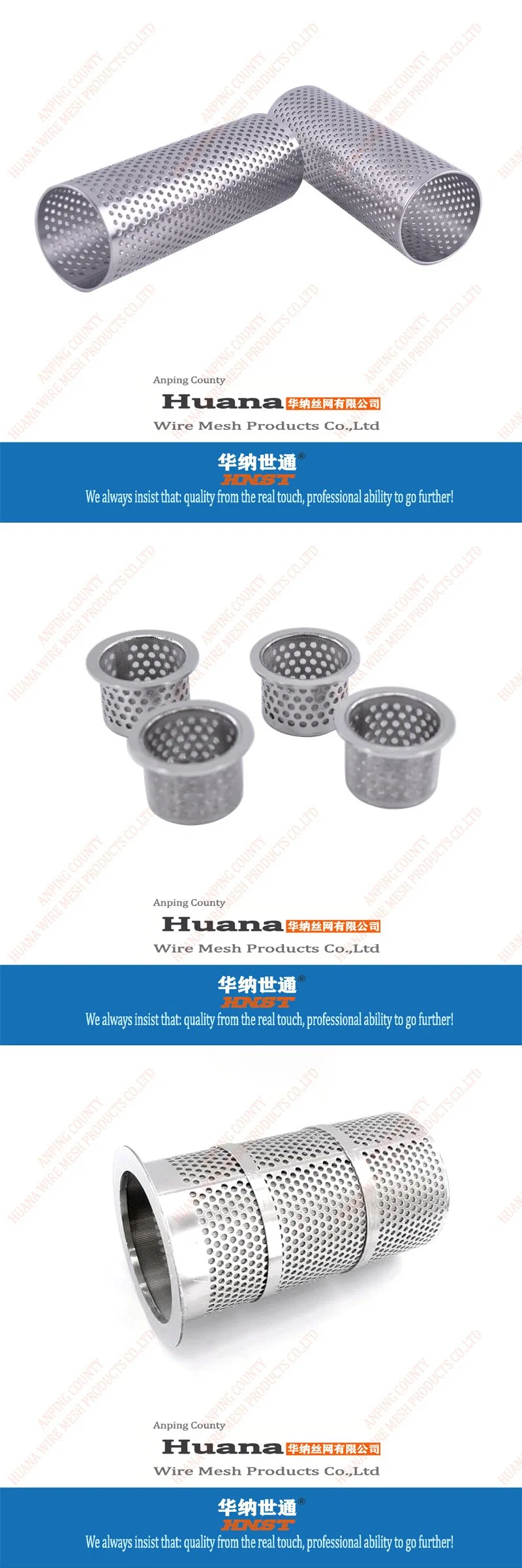 Multy Layer 50 100 200 300 400 500 Micron Ss 304 spiral Perforated Metal Mesh Filter Tubes for Filtration