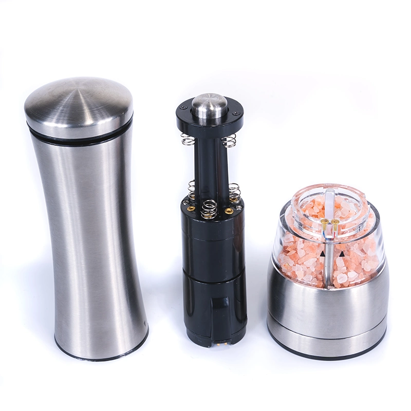 Round Stainless Steel Spice Mill Pepper Salt Grinder with Adjustable Rotary Grinding Thinckness