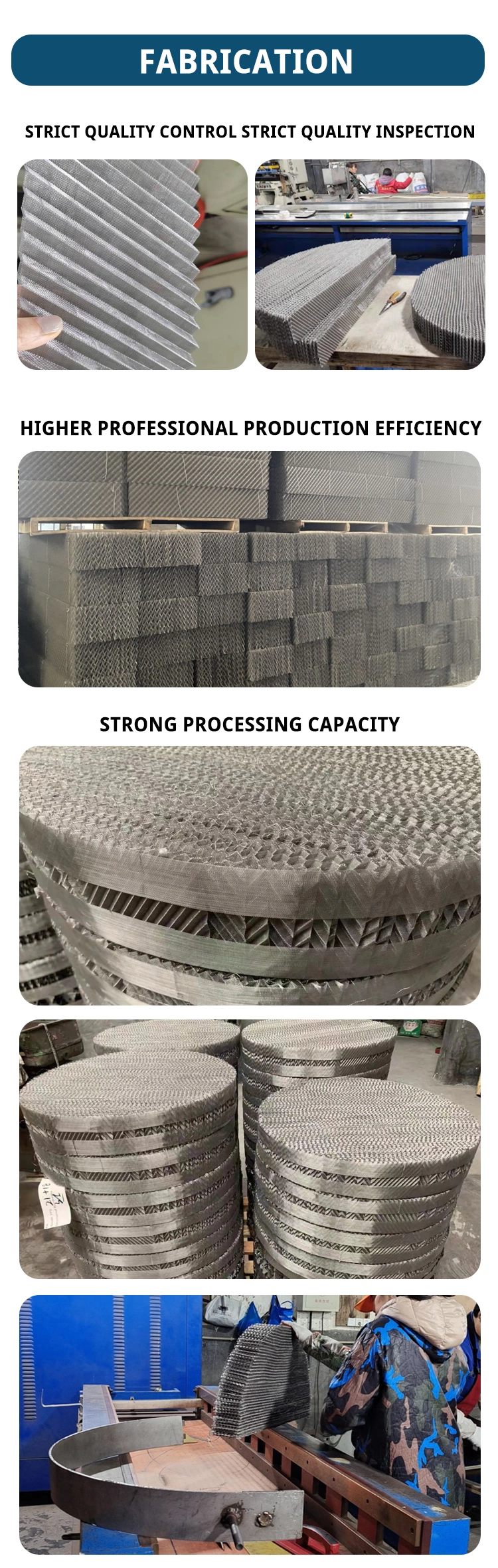 250ax 500bx 700cy Metal Wire Gauze Corrugated Plate Metal Structured Packing