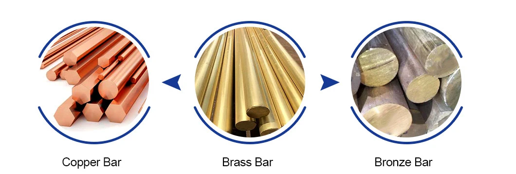 99.99% Pure C11000 C12200 C2100 C21000 Cuzn5 CZ125 H95 T2 Brass Round Flat Busbar Copper Bar Manufacturer