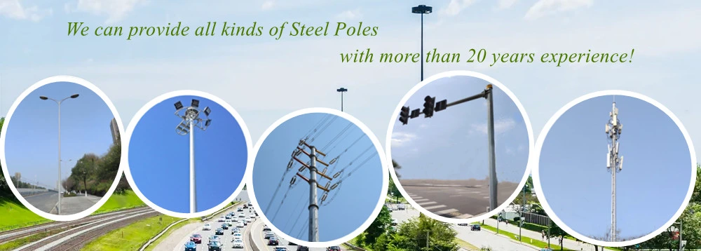 Single or Double Arm Galvanized Conical/Octagonal Aluminum/Stainless Steel/Metal Solar Road/Street Lighting Post /Light Poles with Factory Price