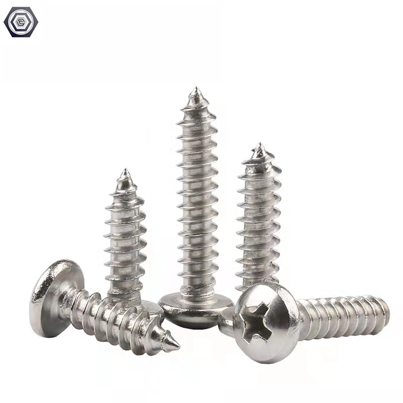 304 Stainless Steel Cross Half-Round Head Self-Tapping Pointed Tail Screw