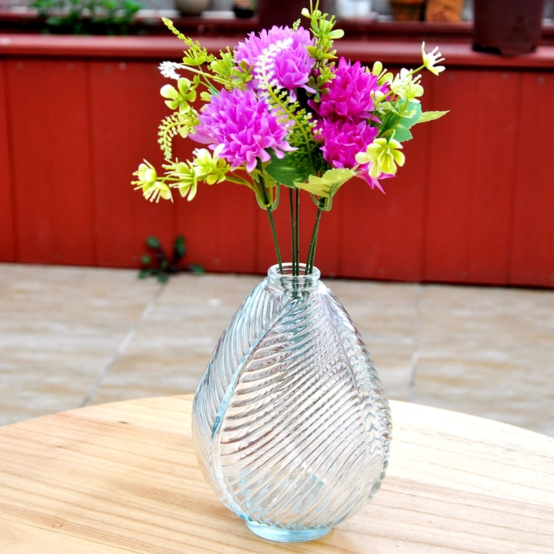 Round Stripe Color Fashion Grace Home Decoration Glass Vase for Flowers