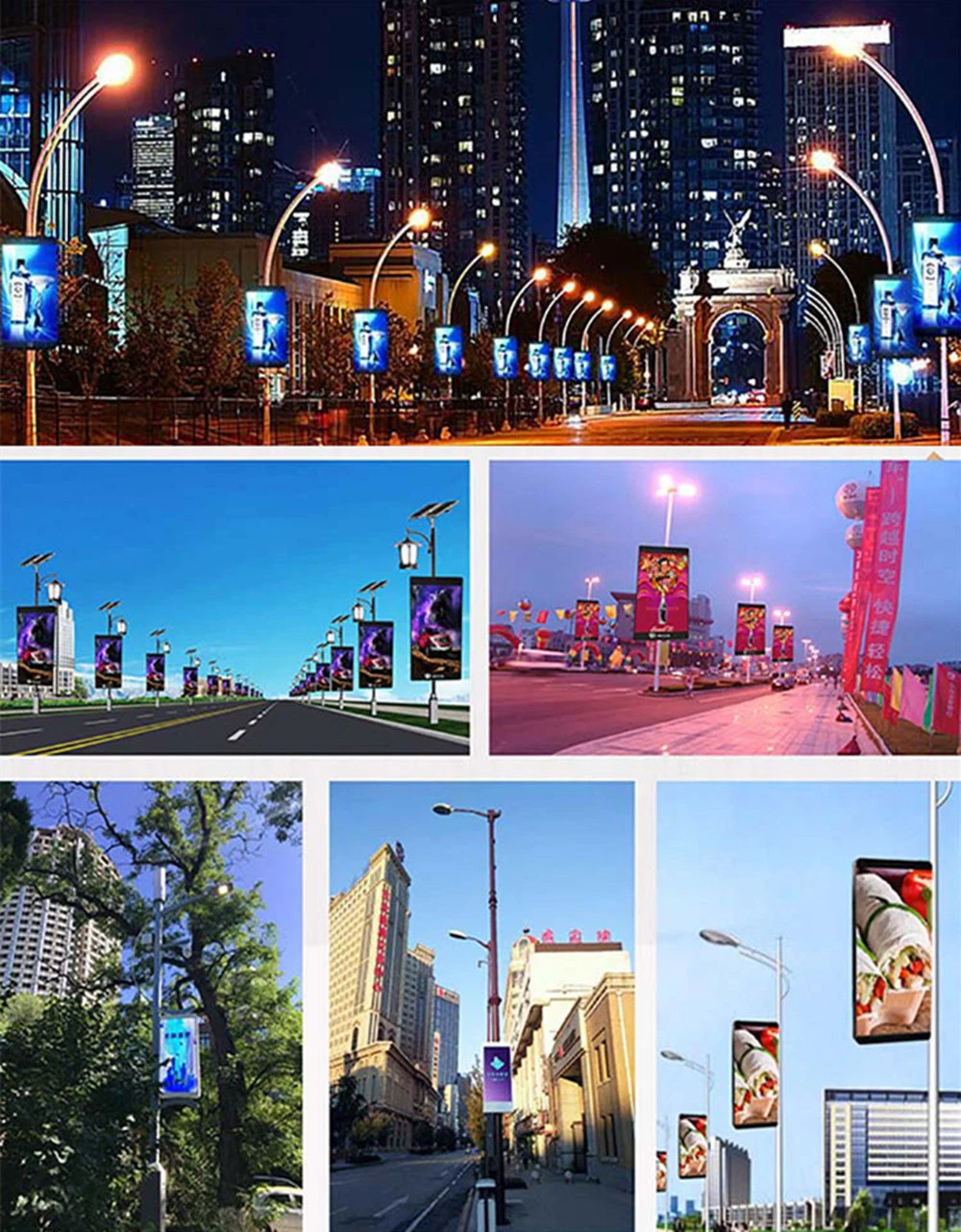 Outdoor Street Advertising Light Pole LED Display Smart LED Screen