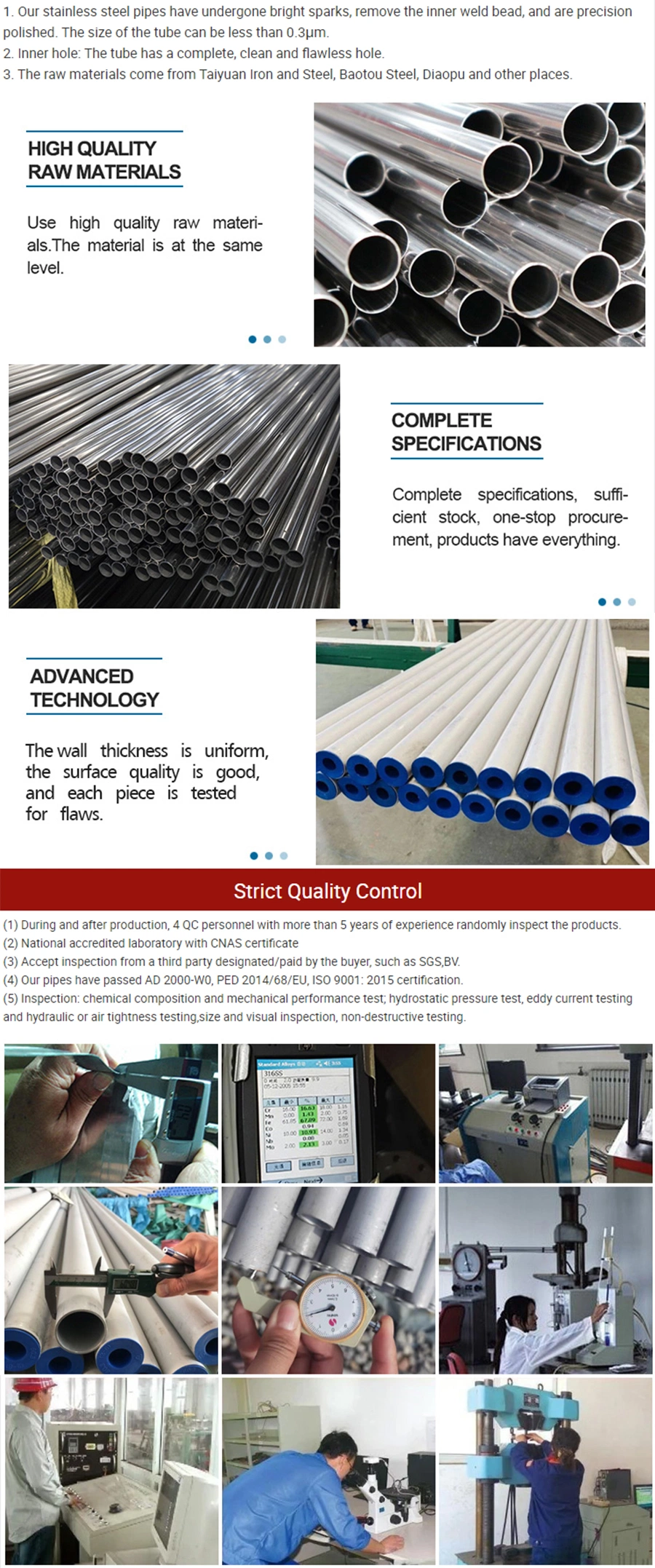 ASTM AISI Ss Stainless Steel Pipe 201 304 304L 316 316L 321 Welded Stainless Steel Round Tube/Pipe Prices