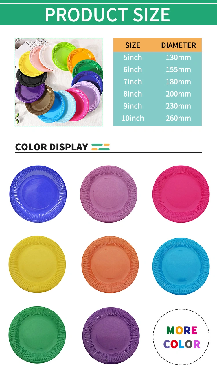 Paper Plate Eco-Friendly Picnic Plate Disposable Cake Plate Colorful Round Cake Tableware