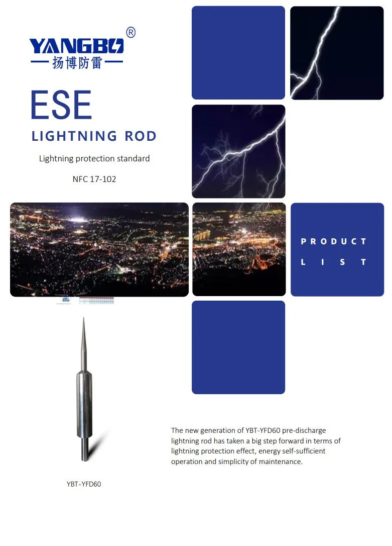 Ese Ybt-Yfd60 Lightning Rod Equiped with Square Graphite Grounding Block