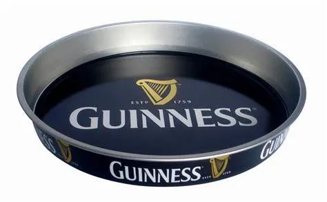 Plastic Round Anti Slip Bar Serving Tray with Printing Logo