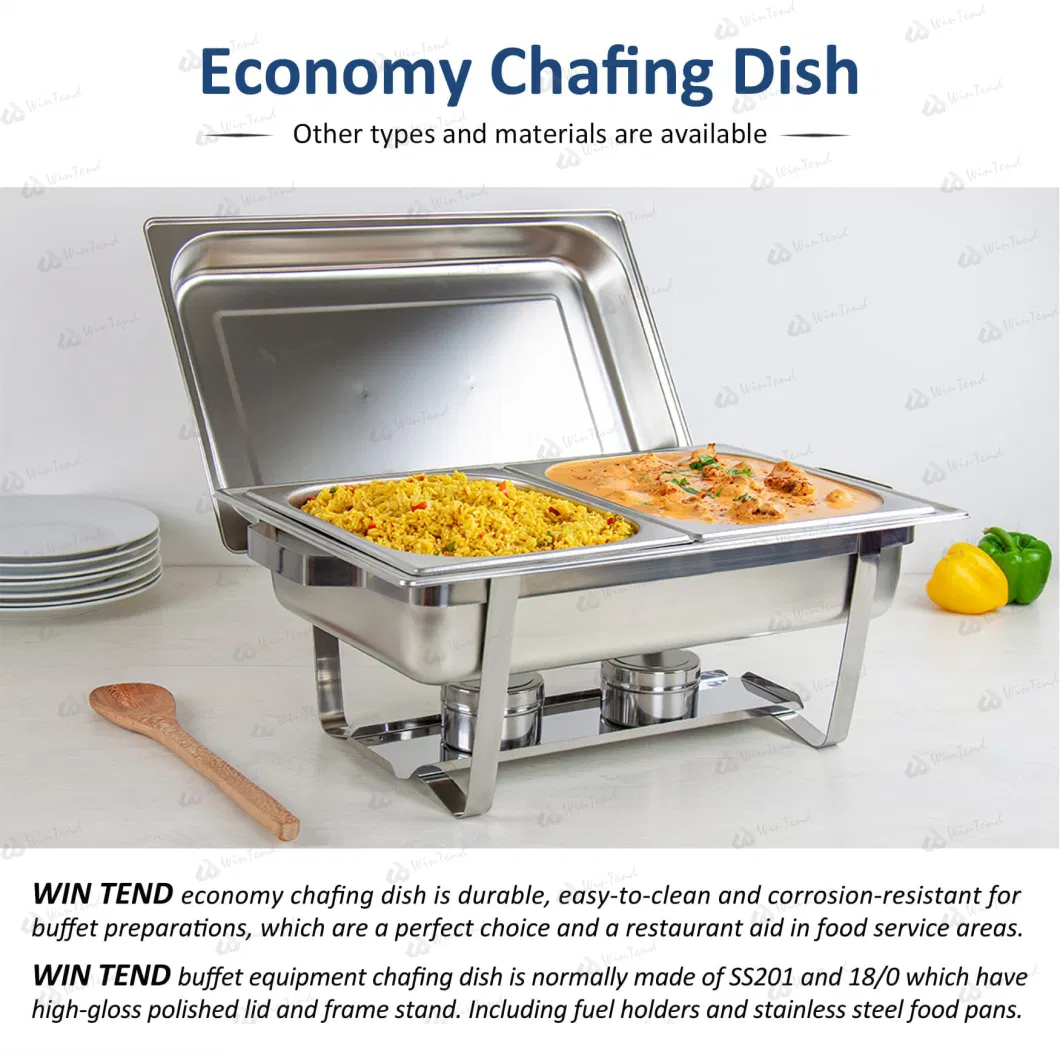 Economic Electrolytic Stainless Steel Buffet 433 Chafing Dish Chafer with Fuel Holder