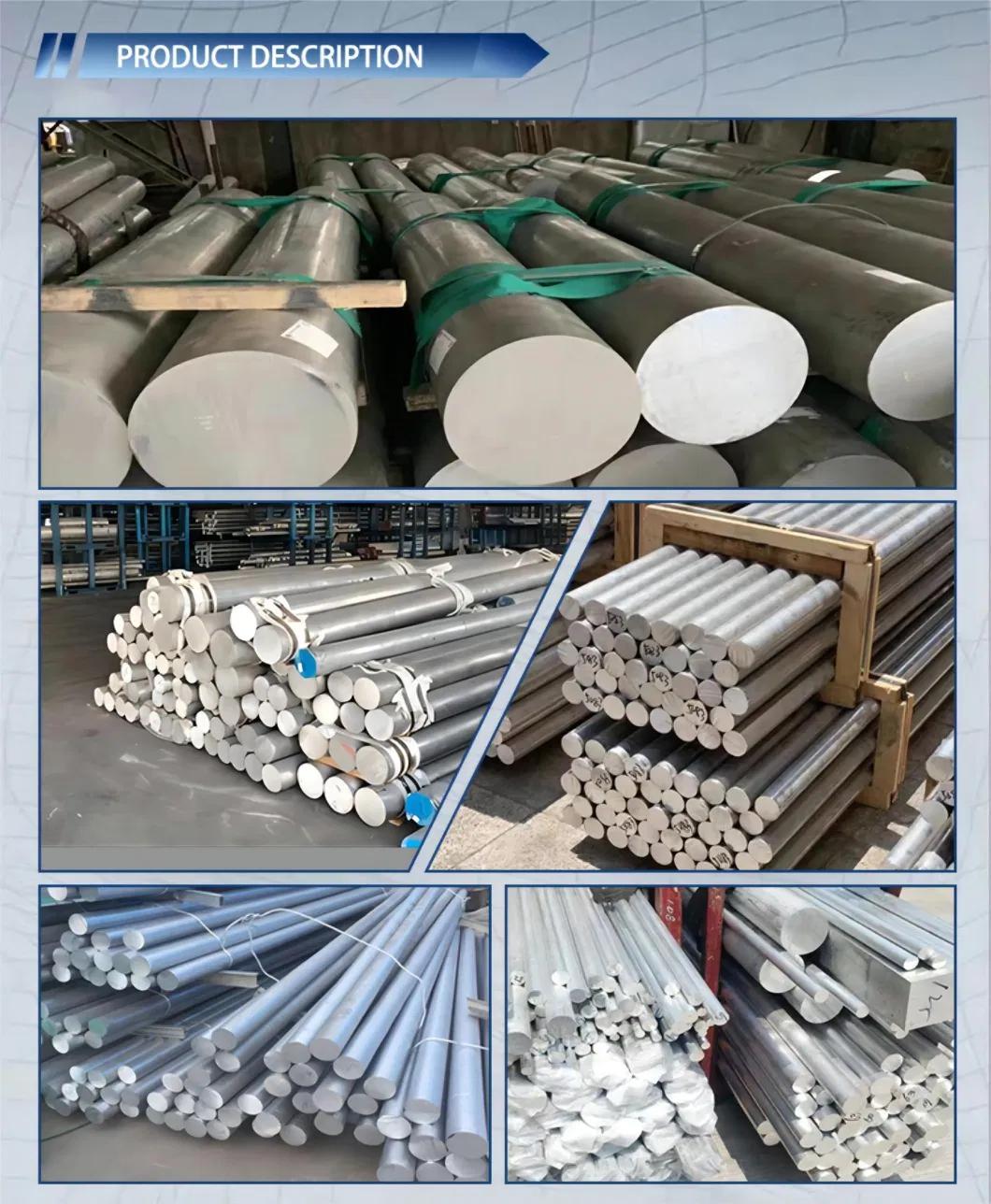 5052/6061/6082 F O T1-T5 Pure Rod Alloy Aluminum Solid Bar