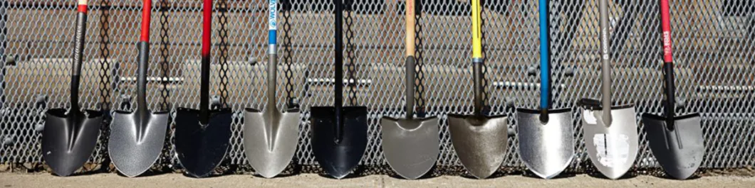 S503 Round Point Shovel with Wooden Handle &amp; D Type PVC Grip, Black