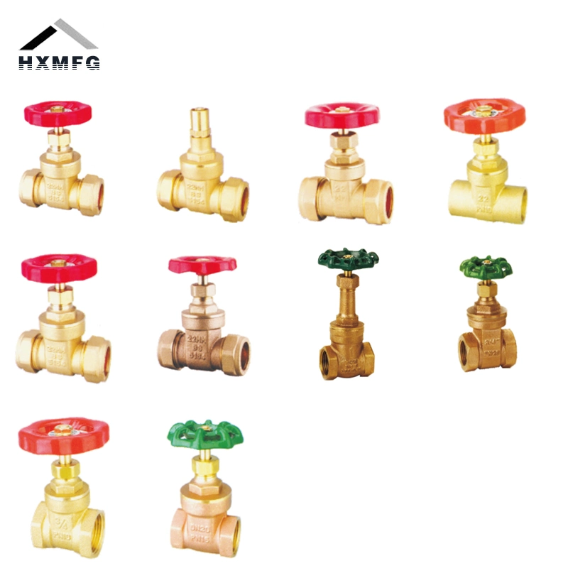 Female Straight Green Iron Round Handle Brass Gate Valve