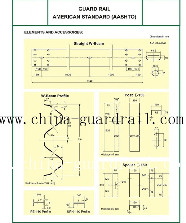 Hot DIP Galvanized Svodidla Ocelova Steel Corrugated W Beam Guardrail