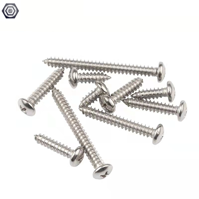 304 Stainless Steel Cross Half-Round Head Self-Tapping Pointed Tail Screw