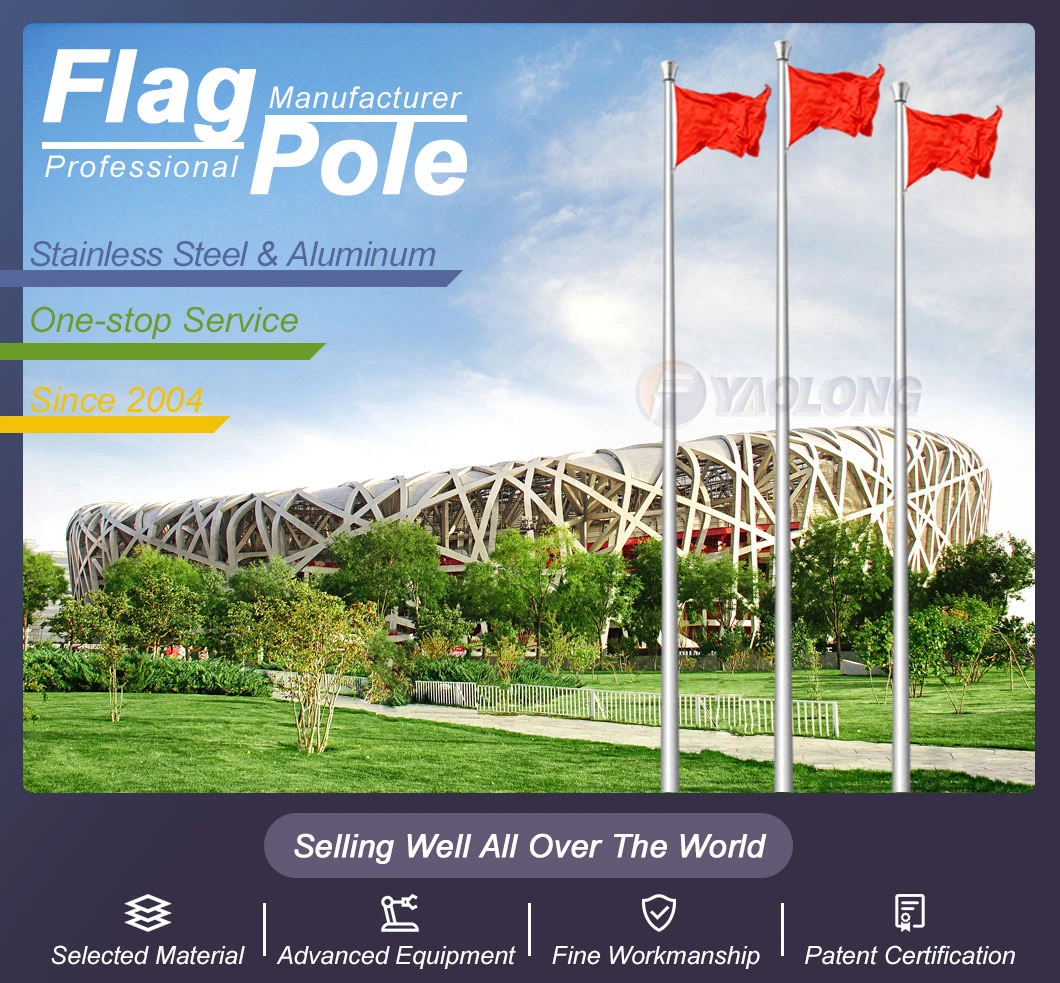 10m Manual Drive Stainless Steel Flag Pole with External Halyard