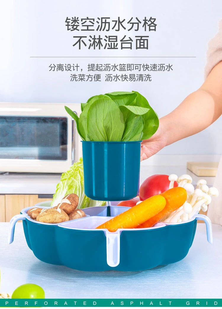 Hot Sell Storage Hot Pot Vegetables&Fruits Plate Dish Round Blue Customized