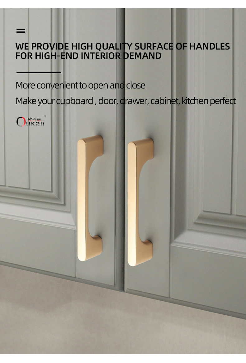 Modern Simple Style Furniture Cabinet Kitchen Long Brass Round Gold Cupboard Door Pull Handles Handle T Bar