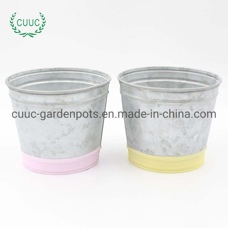 Galvanized Bucket Round Color Planter China Metal Pot Flower Pots for Home Decor