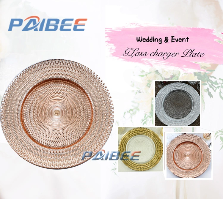 Paibee Round Glass Plate Dinnerware Kitchenware Wedding Plate Charger Plate Cheap Platter